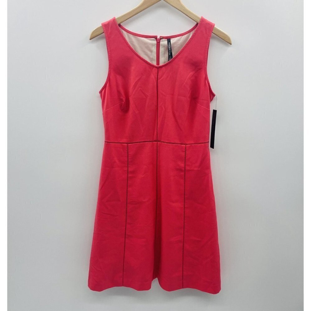 Marc New York by Andrew Marc Womens Size 6 Open Stitch A-Line Dress Pink Orange - Picture 3 of 8
